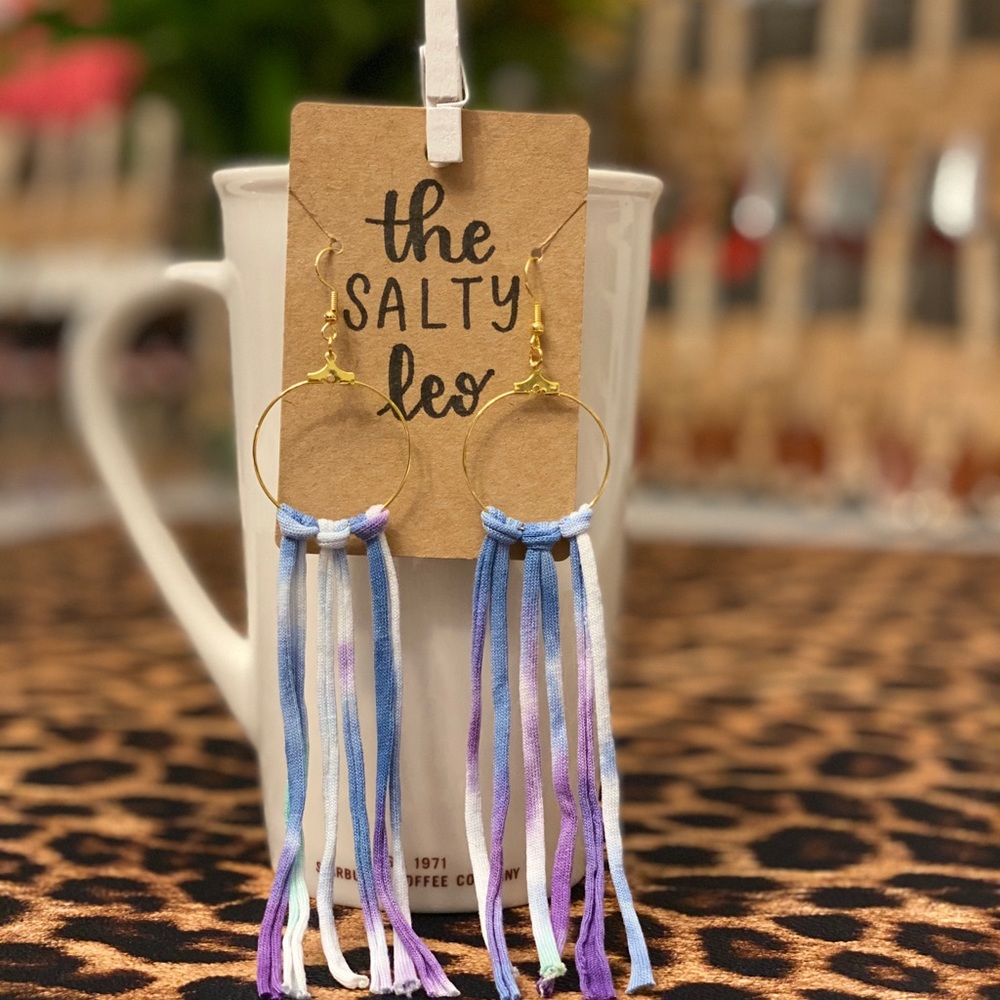 Tie-Dye Fabric “Dream Catcher” Earrings